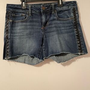 American Eagle Jean shorts with faux leather detail